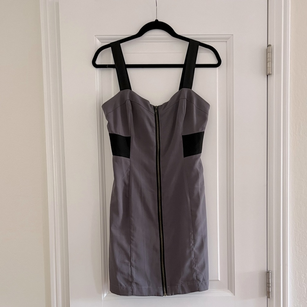 Black grey midi zip dress, lush brand, medium.